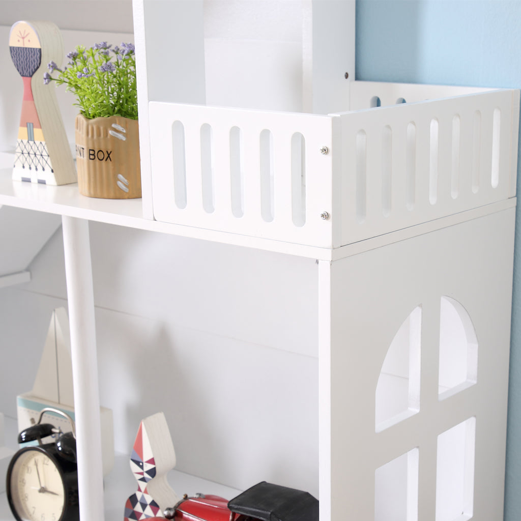 ALL 4 KIDS Ella White Dollhouse Bookcase Book Shelf Storage Unit