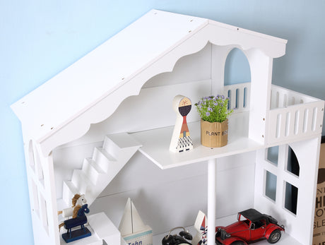 ALL 4 KIDS Ella White Dollhouse Bookcase Book Shelf Storage Unit
