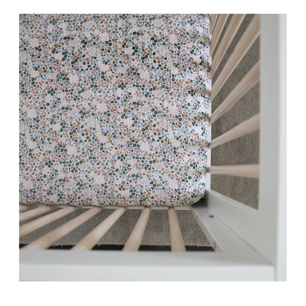 Little Unicorn Muslin Fitted Cot Sheet - Florals - Pressed Petal