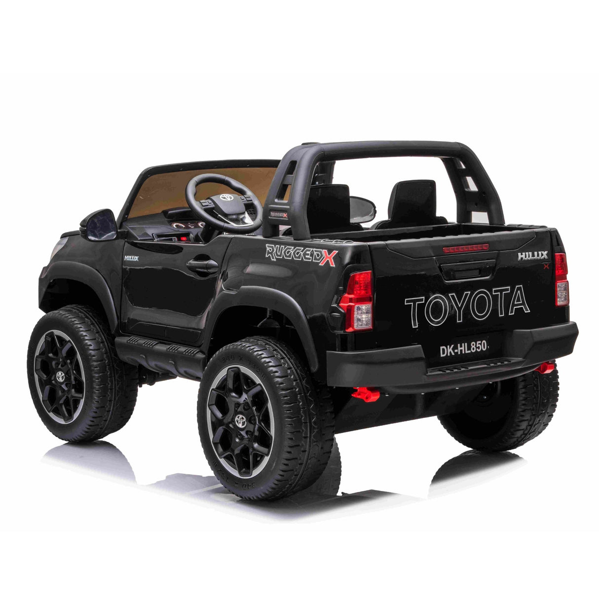 ALL 4 KIDS Licensed Double Seat Toyota Black Hilux Rugged Kids Ride On Car with RC