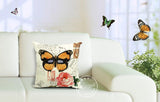 All 4 Kids 45cm Square Throw Pillow Cushion Cover - Butterfly and Flower