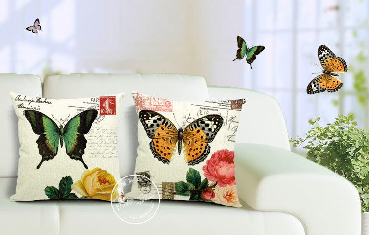 All 4 Kids 45cm Square Throw Pillow Cushion Cover - Butterfly and Flower