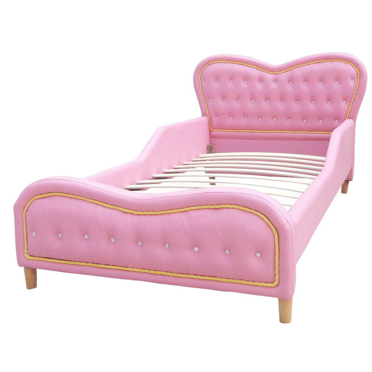 ALL 4 KIDS Brooklyn Heart PU Leather Single Upholstered Bed - Pink