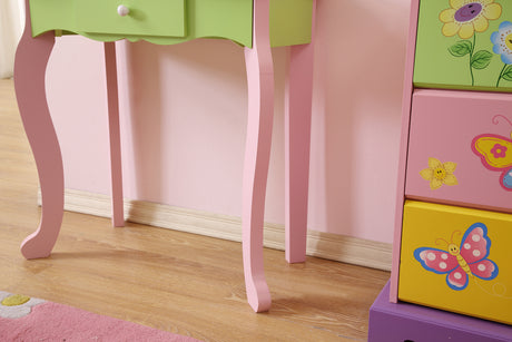All 4 Kids Layla Girls Flower Vanity Set with Stool