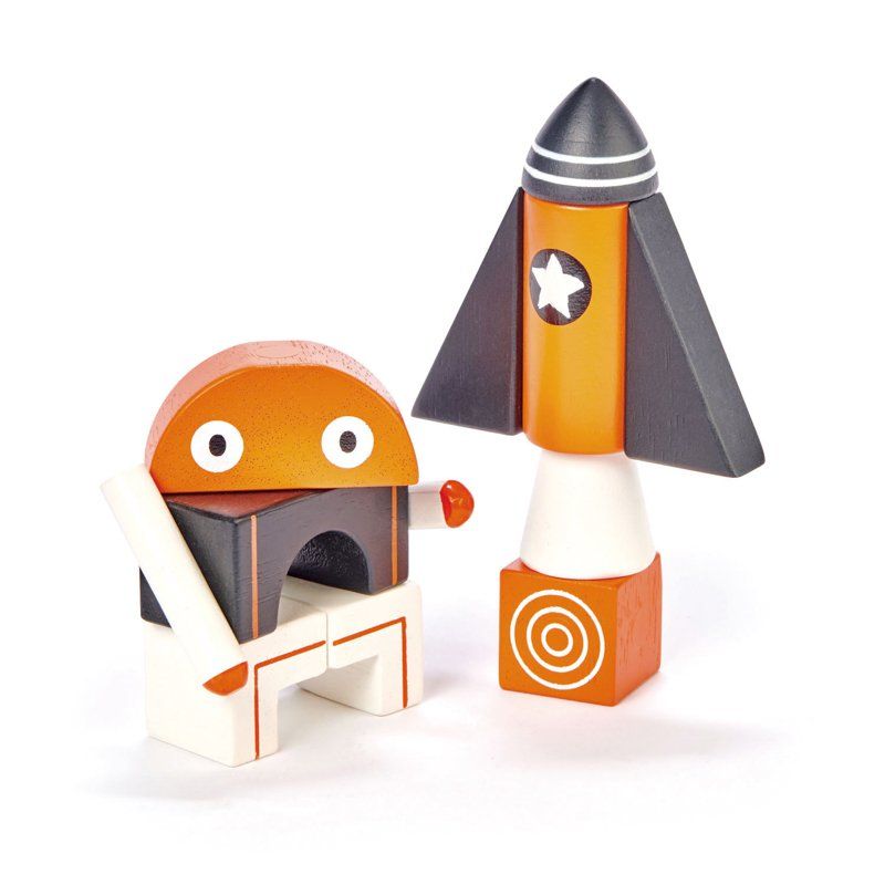 Tender Leaf Toys 12 pc Wooden Galaxy Magblocks Set