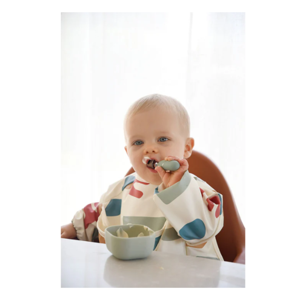 Beaba Fork & Spoon Stainless Steel Pre-Cutlery - Sage Green