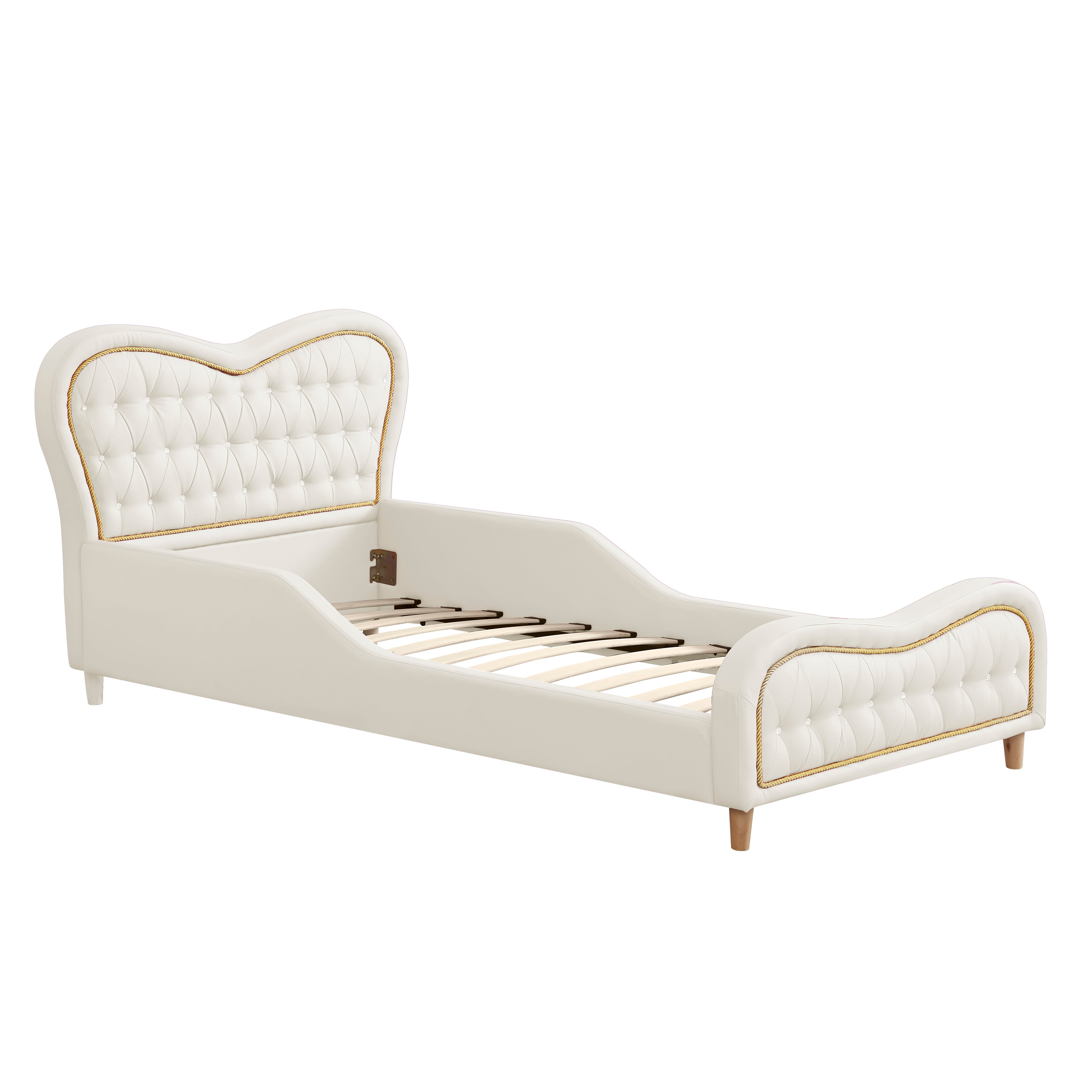 ALL 4 KIDS Brooklyn Heart PU Leather Single Upholstered Bed - White
