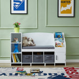 All 4 Kids Theodore White Book Case with Storage and Cushion