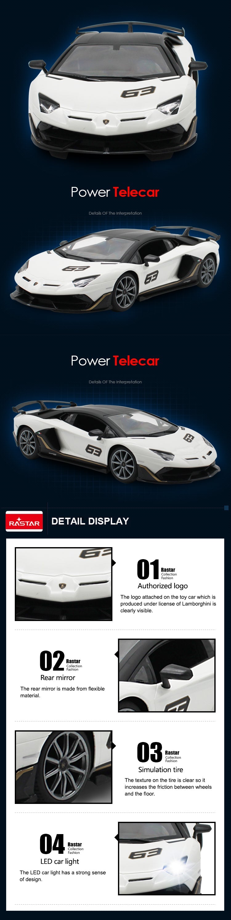 Rastar Licensed 1:14 Radio Control Car - Lamborghini Aventador SVJ Performance