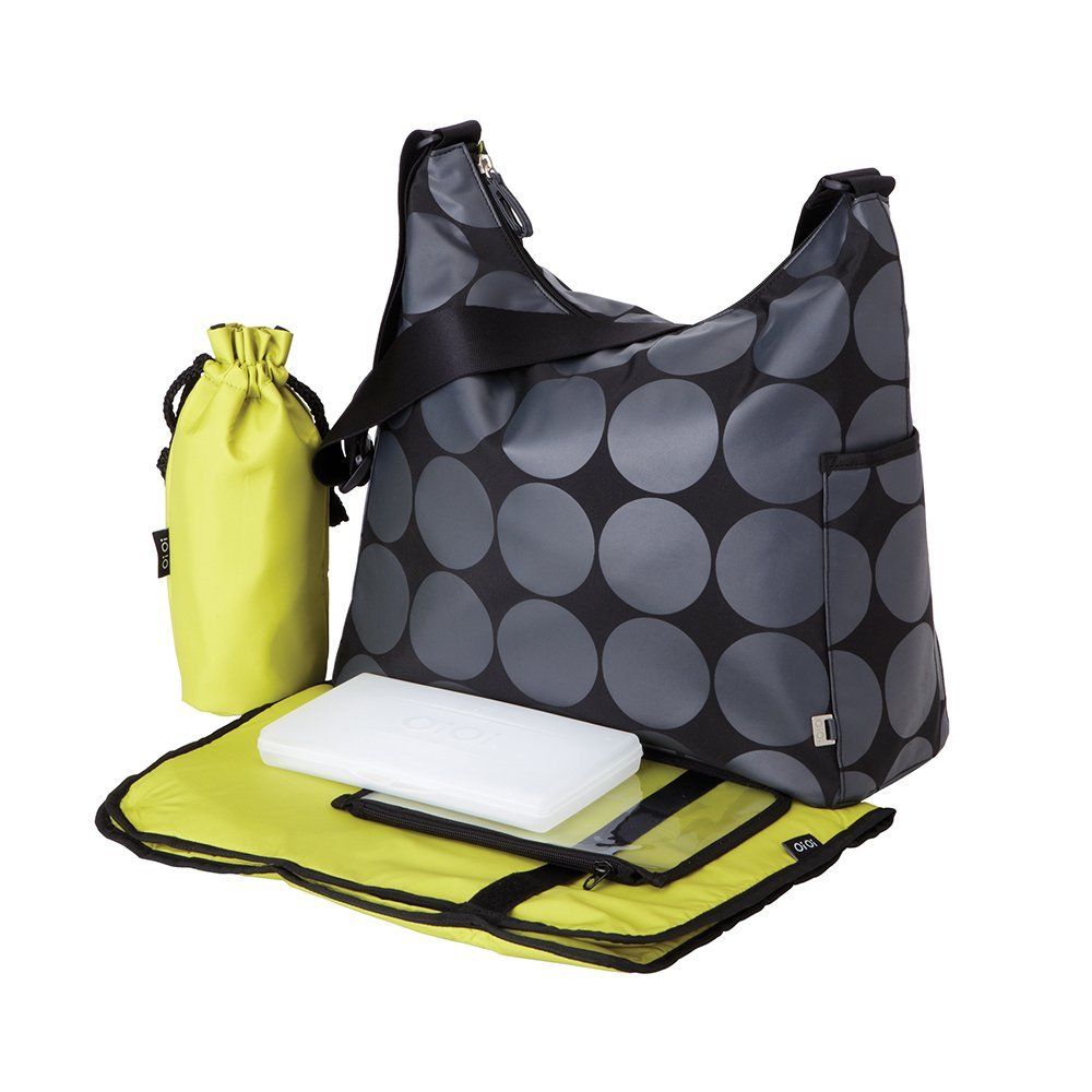 OIOI Grey Dot - Green Hobo W Stroller Nappy Bag