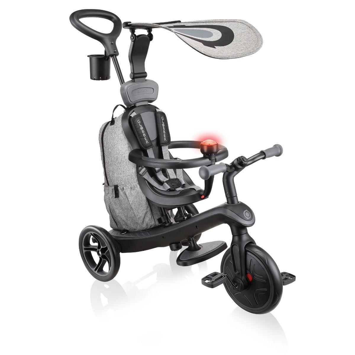 Globber EXPLORER Trike 4 in 1 DELUXE PLAY -Black/Grey