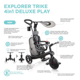 Globber EXPLORER Trike 4 in 1 DELUXE PLAY -Black/Grey