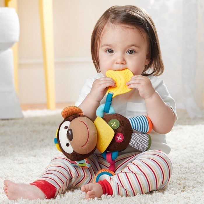 SKIP HOP Bandana Buddies Plush Teething Toy - Activity Monkey