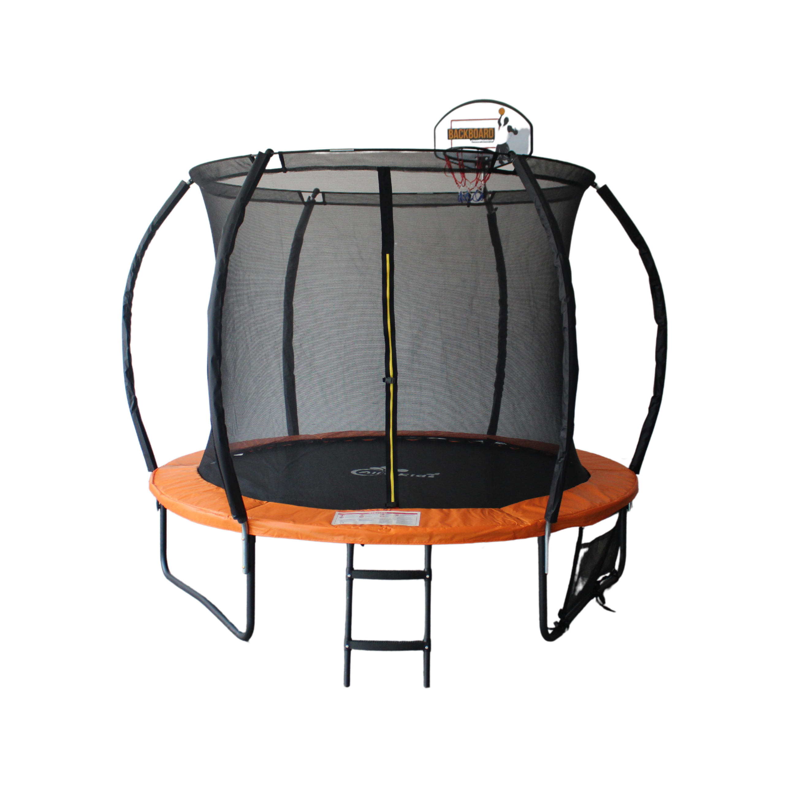 ALL 4 KIDS 8 FT Jump Zone Spring Trampoline with Basketball Board