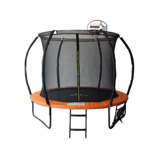 ALL 4 KIDS 8 FT Jump Zone Spring Trampoline with Basketball Board