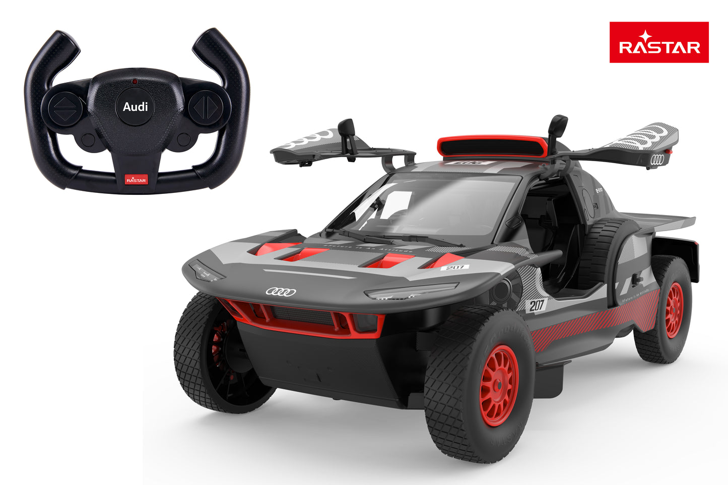 Rastar 1:14 Audi RS Q e-tron E2 Remote Control Car – Officially Licensed Dakar Rally Racer