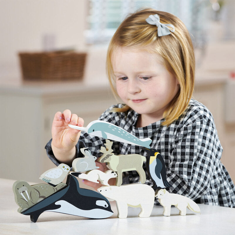 Tender Leaf Toys Wooden Polar Animals Display Shelf Set