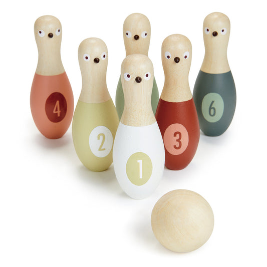 Tender Leaf Toys Wooden Birdie Skittles Bowling Set