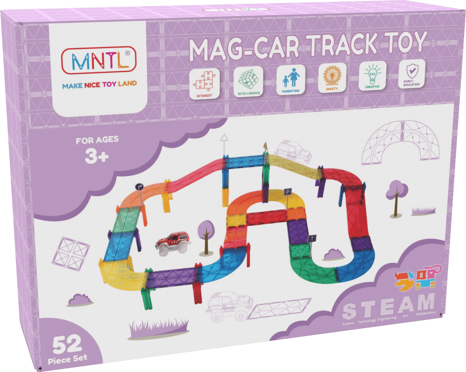 MNTL Magnetic Car Track Set 52 Pieces