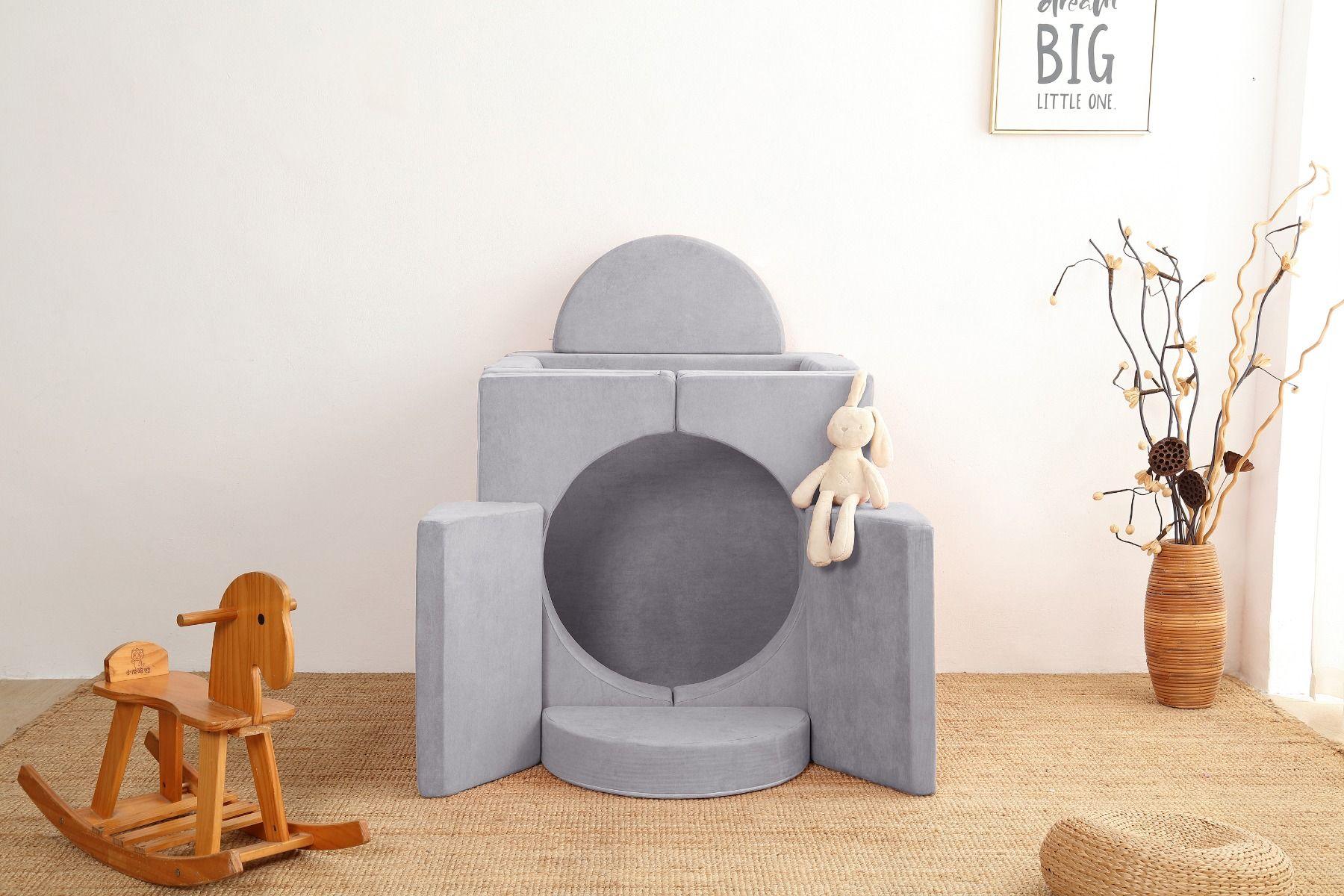 All 4 Kids Ollie 10 PCS Modular Play Couch Set - Grey