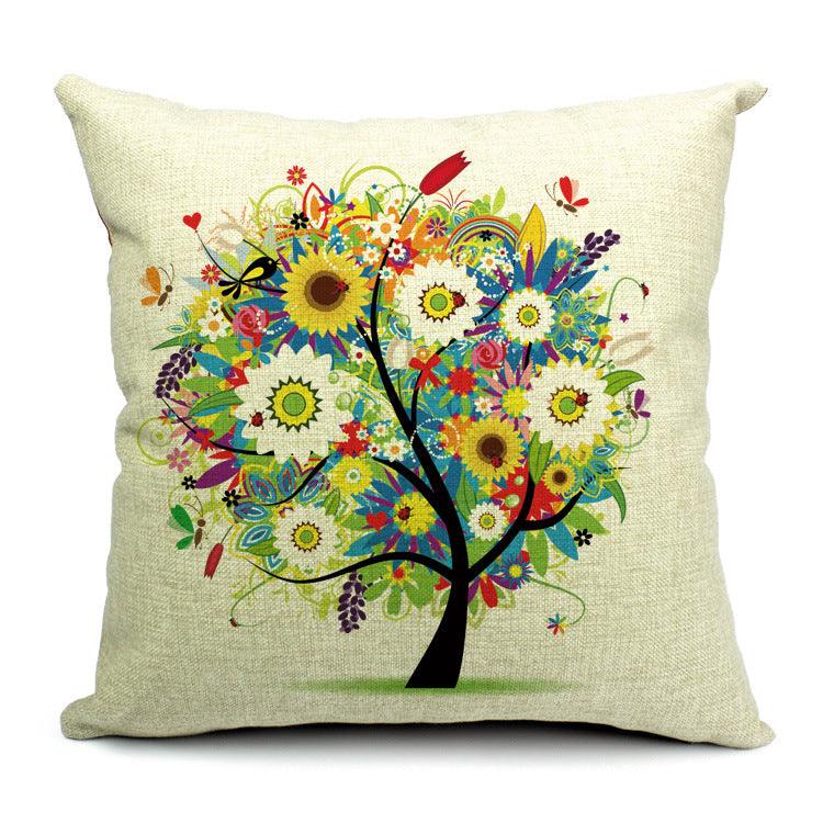 All 4 Kids 45cm Square Throw Pillow Cushion Cover - Colourful Tree