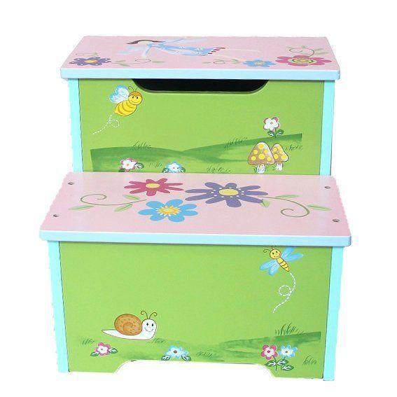 ALL 4 KIDS Girl Hand Painted Flower Step Stool