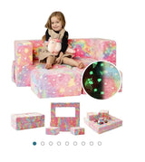 All 4 Kids 4 Pcs Glow in the Dark Unicorn Flip Out Kids Play Modular Couch