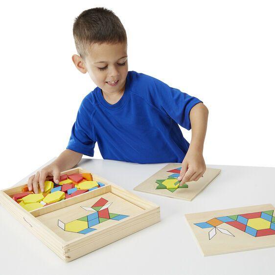 Melissa & Doug Pattern Blocks And Boards - 120pc