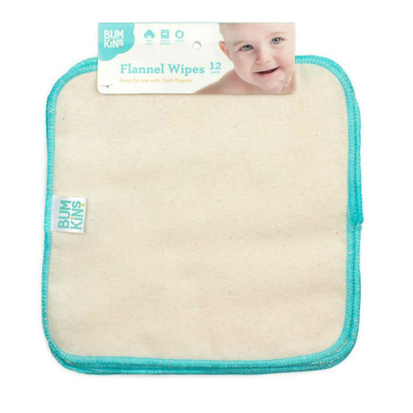 Bumkins Reusable Baby Wipes - Natural/Aqua Trim - 12