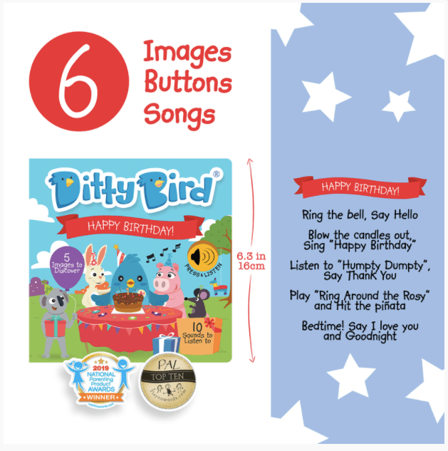 Ditty Bird Happy Birthday Board Book