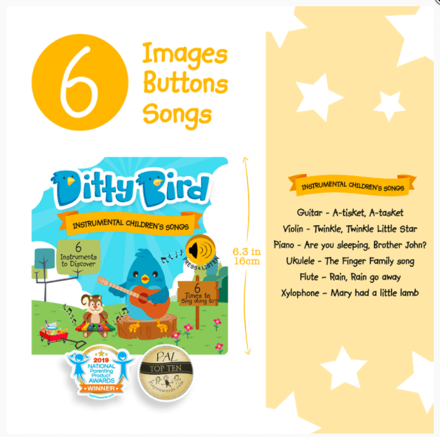 Ditty Bird Instrumental Children's Songs Board Book