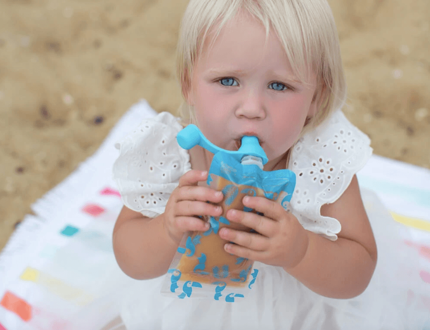 Cherub Baby On the Go Reusable Food Pouch Minis - Toucan Blue & Rainforest Green 10pk