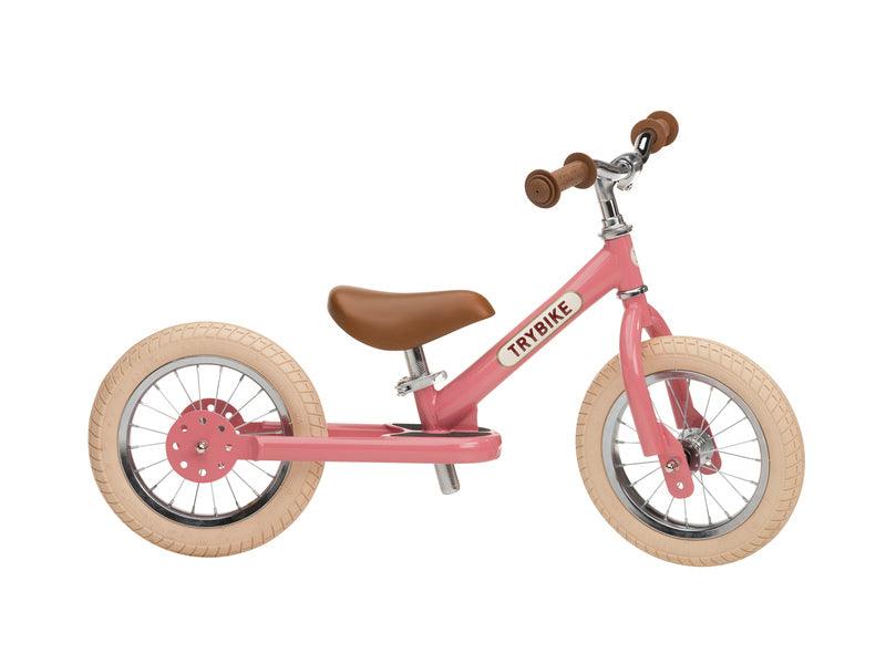 Trybike 2 in 1 Steel Balance Bike and Tricycle - Vintage Pink