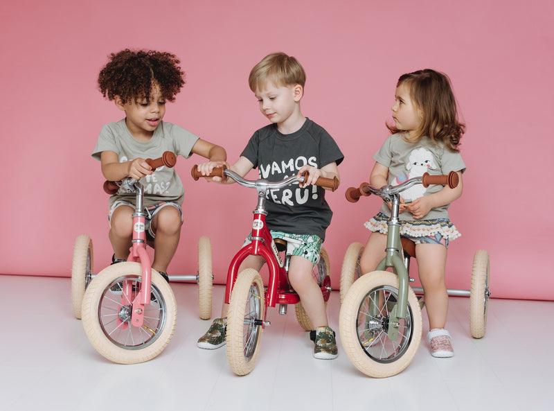 Trybike 2 in 1 Steel Balance Bike and Tricycle - Vintage Pink