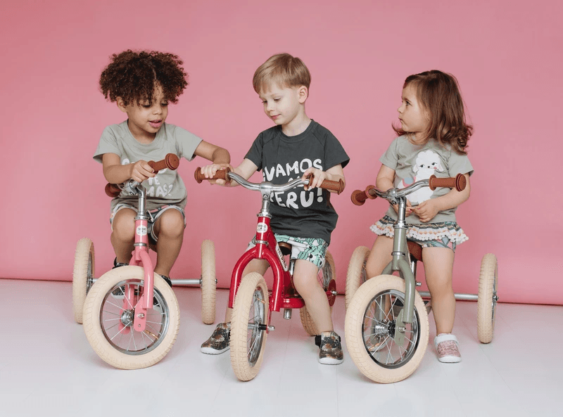 Trybike 2 in 1 Steel Balance Bike and Tricycle - Vintage Pink