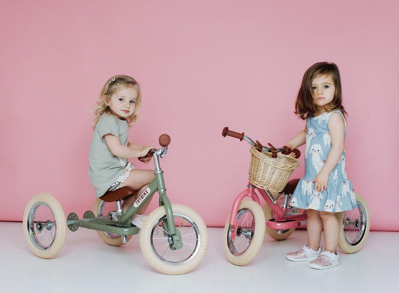 Trybike 2 in 1 Steel Balance Bike and Tricycle - Vintage Pink