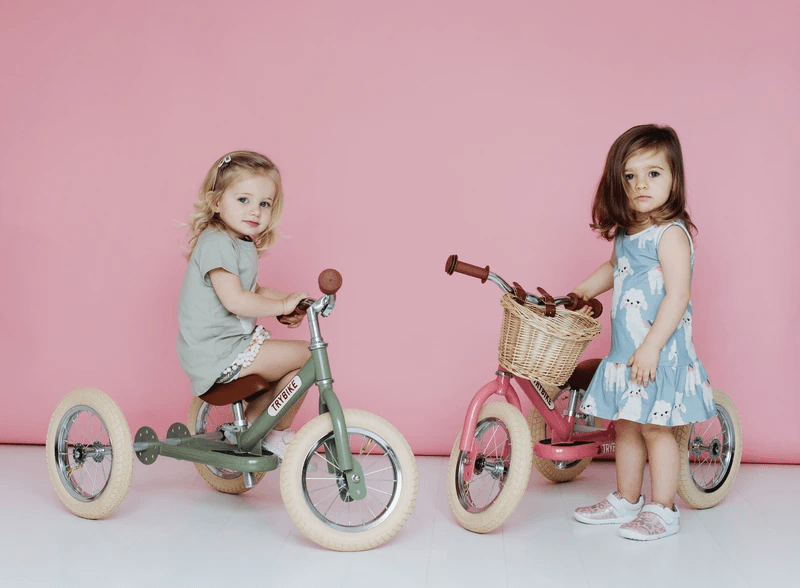 Trybike 2 in 1 Steel Balance Bike and Tricycle - Vintage Pink