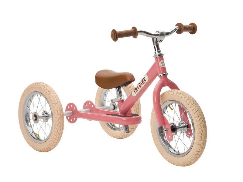 Trybike 2 in 1 Steel Balance Bike and Tricycle - Vintage Pink