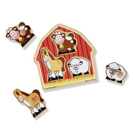 Melissa & Doug Barn Animals Knob Puzzle 3 Piece