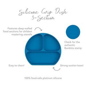 Bumkins Silicone Grip Dish + Lid - Blue