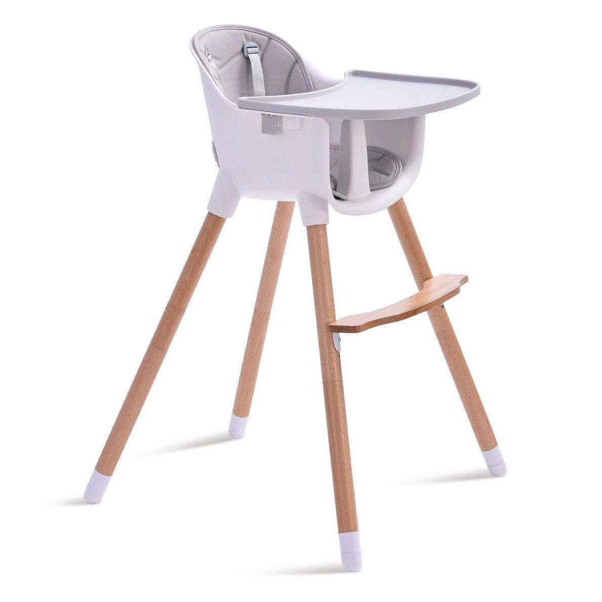 JOY  BABY Amelia 2-in-1 Timber Highchair - Grey