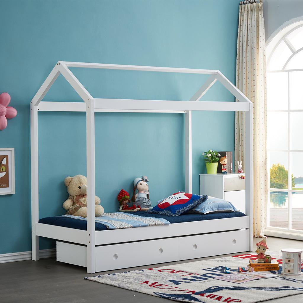 ALL 4 KIDS Layla White Wooden House Single Bed