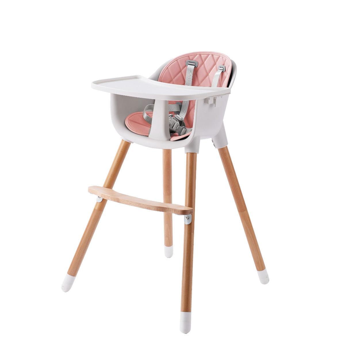 JOY  BABY Amelia 2-in-1 Timber Highchair - Pink