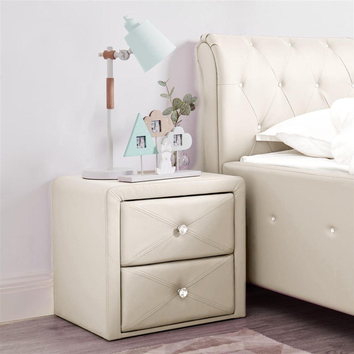 All 4 Kids Madelyn White Leather Upholstered Bedside Table