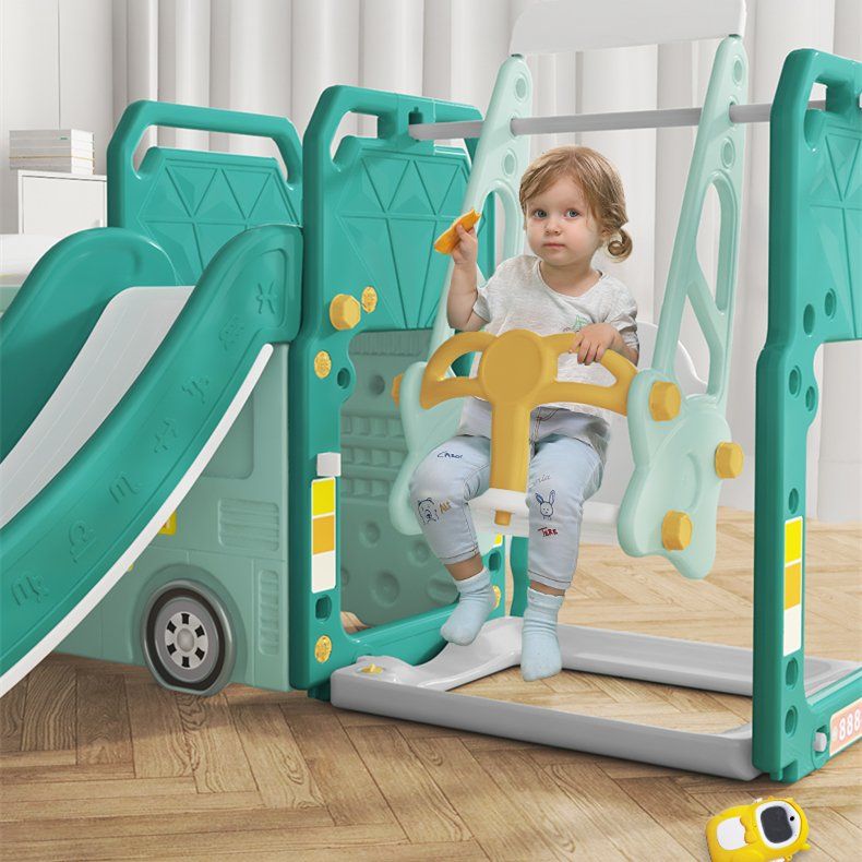 ALL 4 KIDS Lucas  Baby Slider and Swing Play Center with Bus - Green