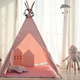 All 4 Kids Sofia Pink Cotton Canvas Kids Square Teepee Tent with Flag