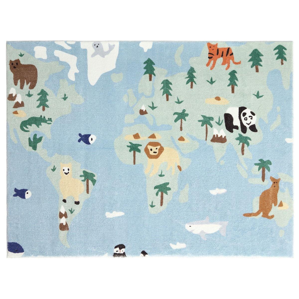 All 4 Kids World Animal Map Rug