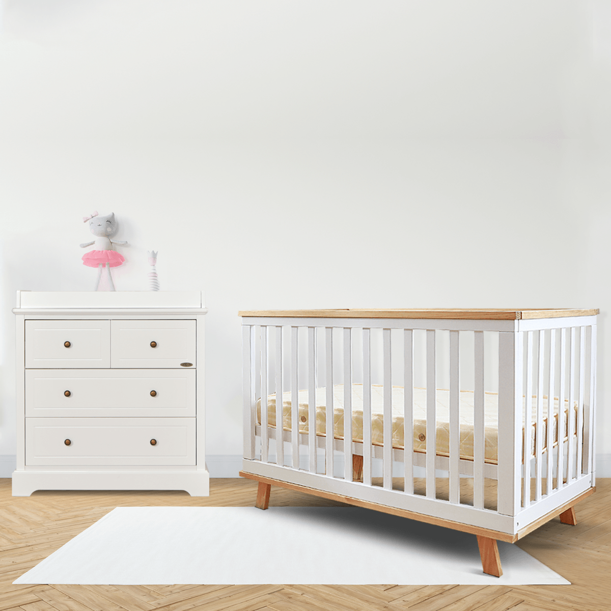 Joy Baby Mia Cot and Comet 4 Drawer Change Table Package