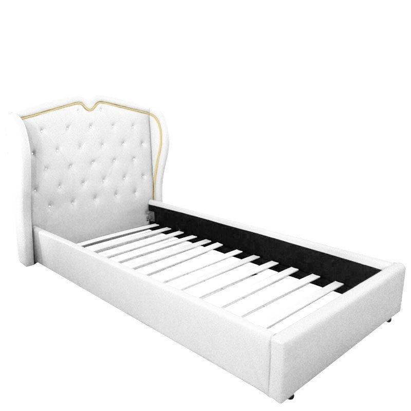 ALL 4 KIDS Princess PU Leather Upholstered King Single Bed - White