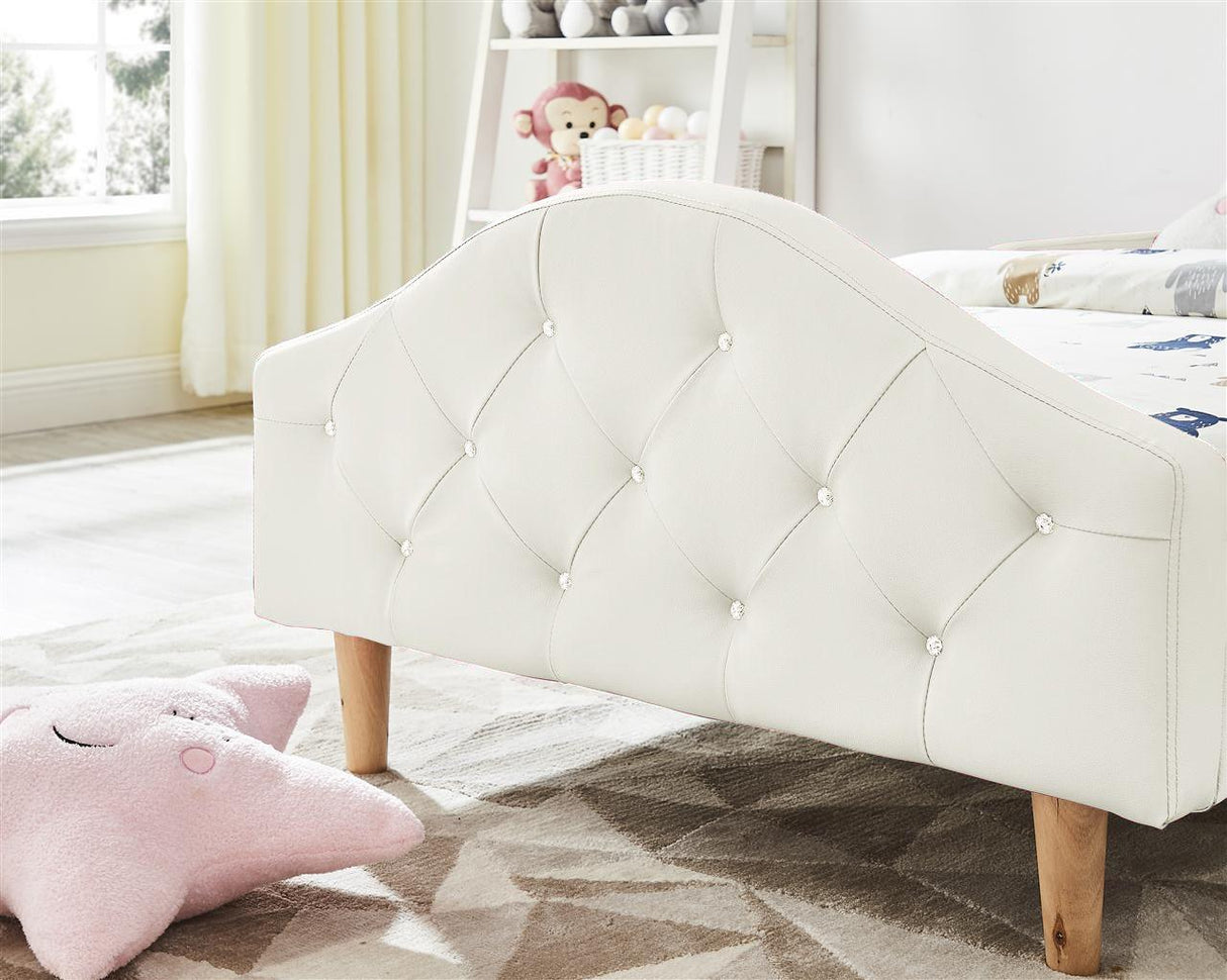 ALL 4 KIDS Kinsley Single PU Leather Upholstered Bed - White